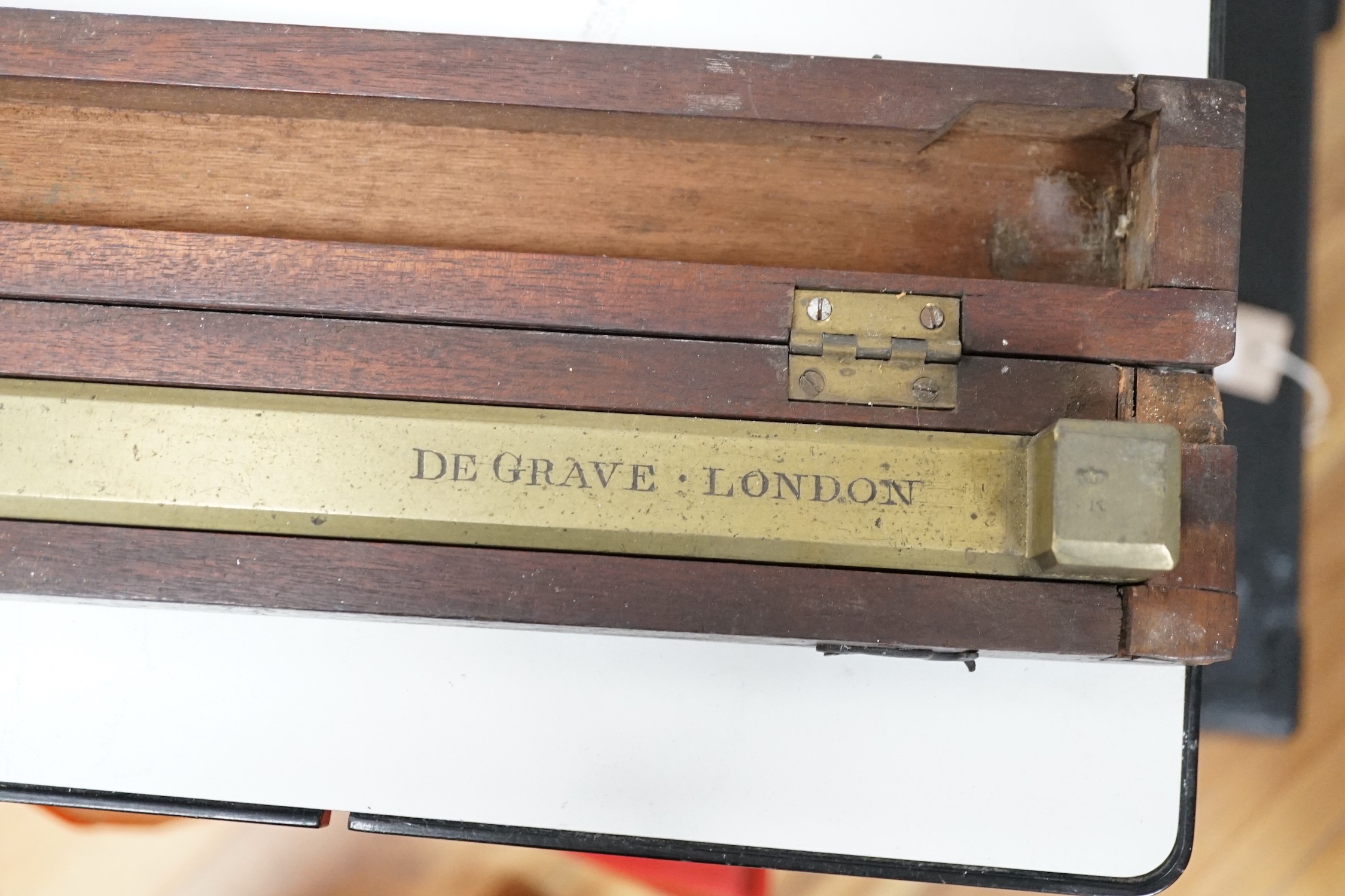 A boxed brass Buckingham District 1841 Imperial yard measure, box 99.5cms long